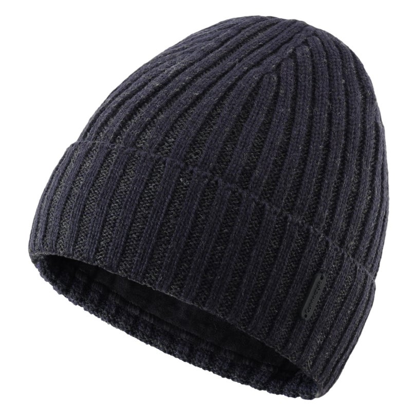 Connectyle Outdoor Classic Bassic Men 's Warm Winter Hats Thick Knit Long Cuff Beanie Cap with Lining, 55 60cm, Navy Blue - Image 1